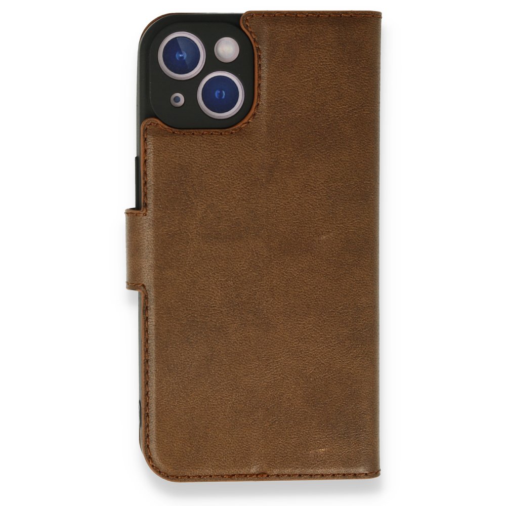  iPhone 14 Kılıf Trend S Plus Kapaklı Kılıf - Taba