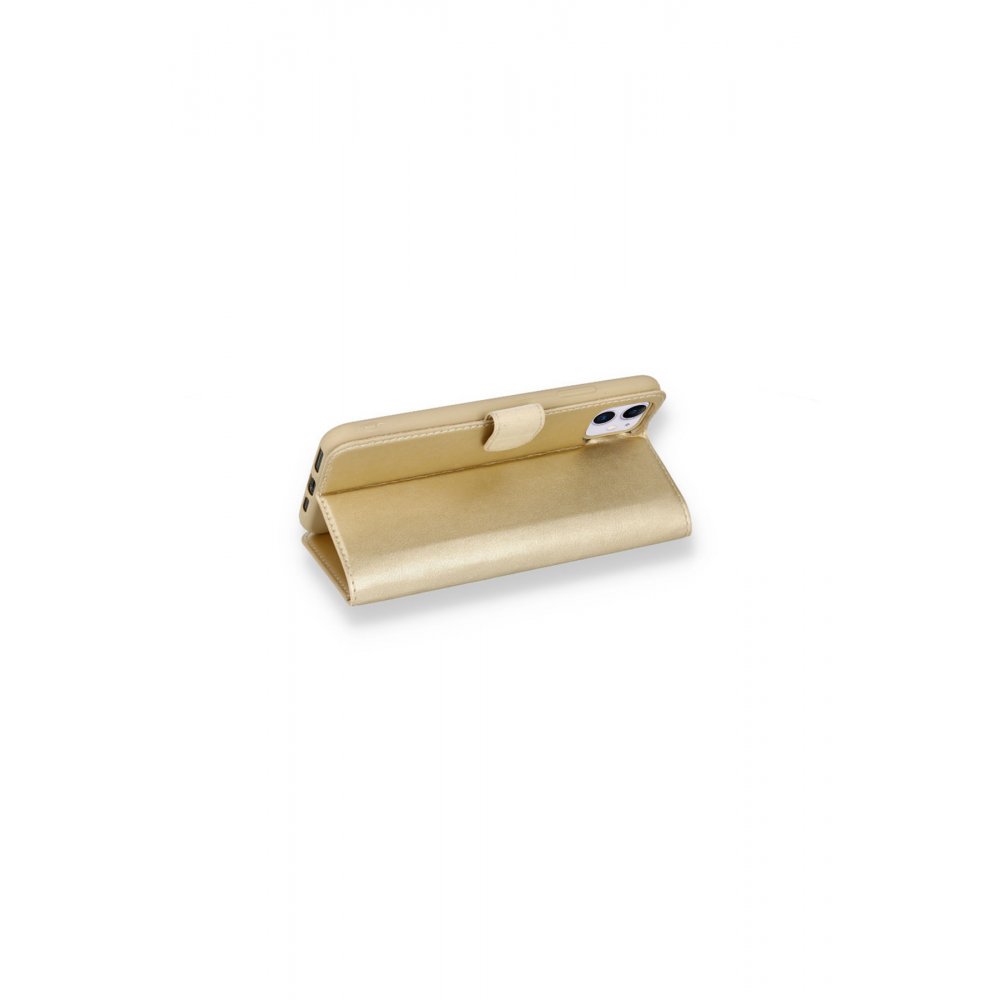  iPhone 12 Mini Kılıf Trend S Plus Kapaklı Kılıf - Gold