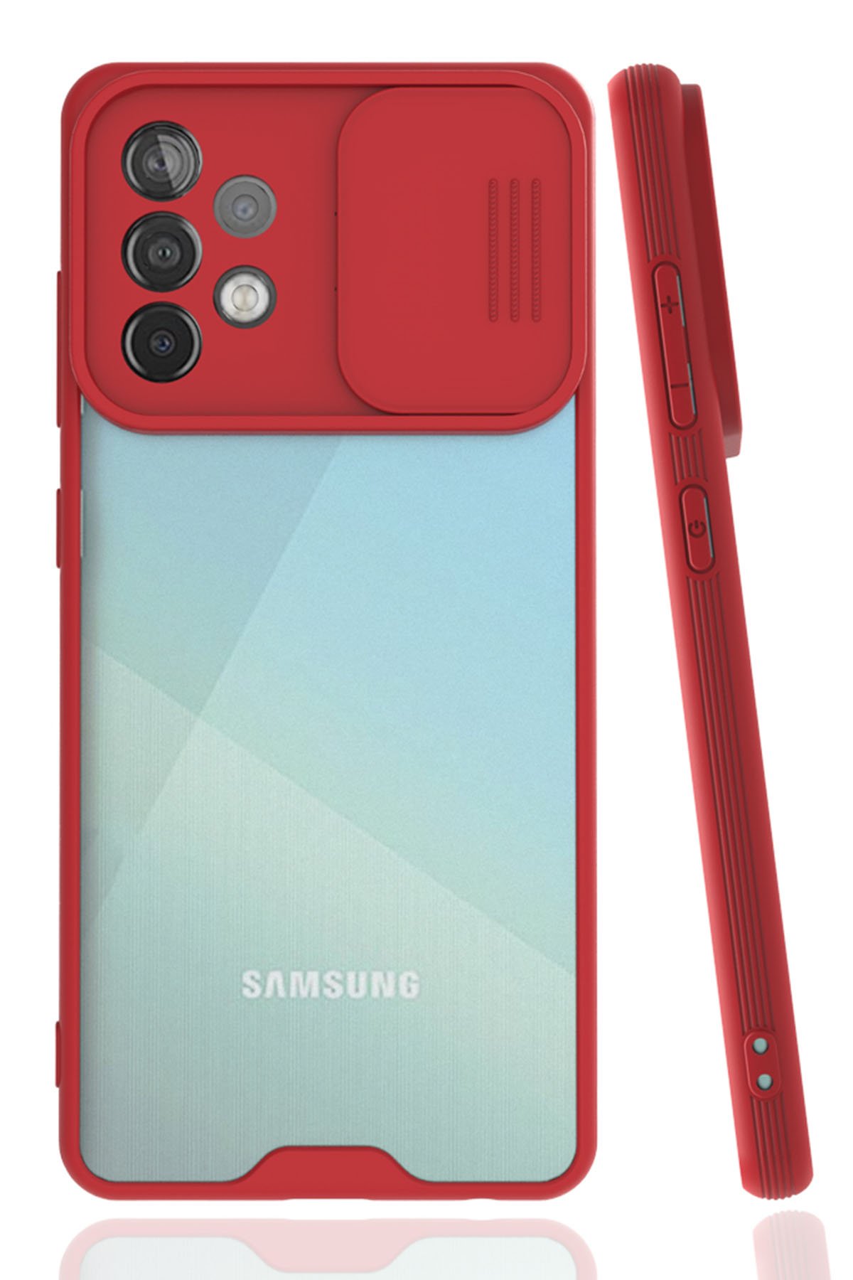  Samsung Galaxy A72 Kılıf Platin Kamera Koruma Silikon - Kırmızı