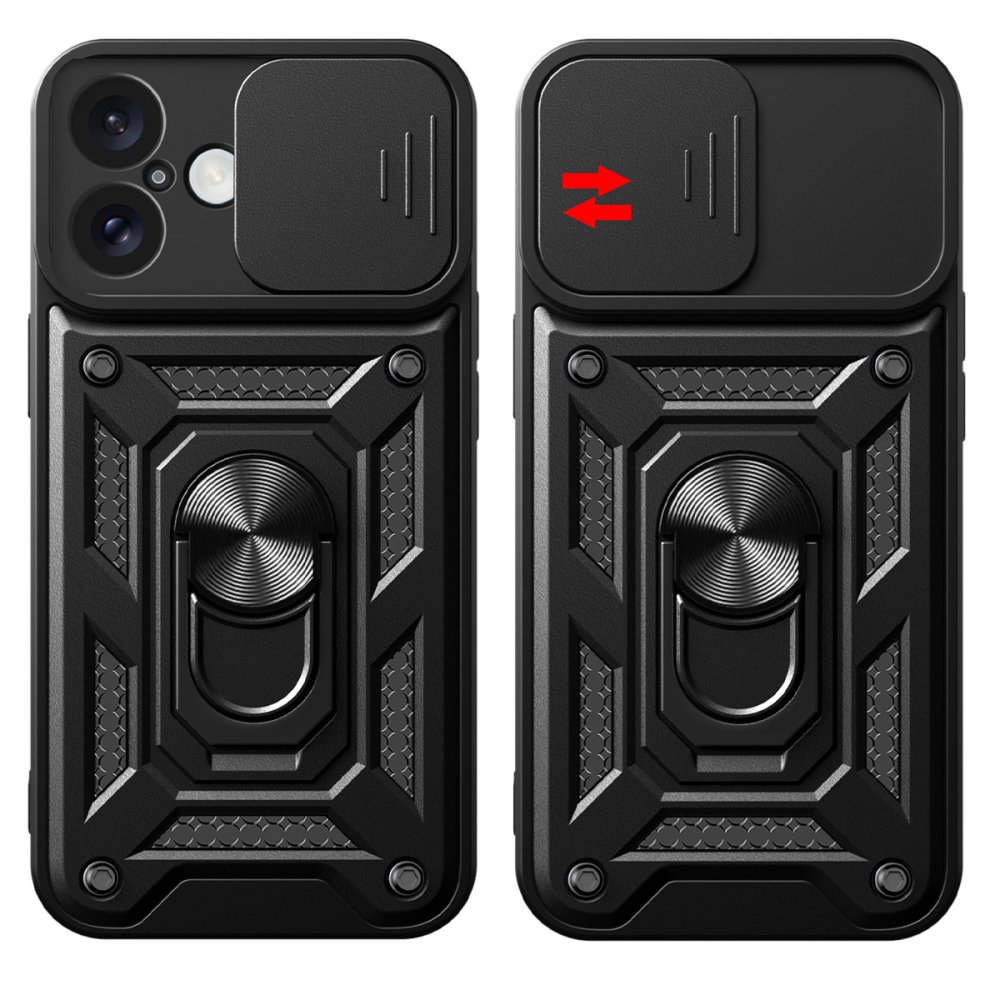  iPhone 16 Kılıf Pars Lens Yüzüklü Silikon - Siyah