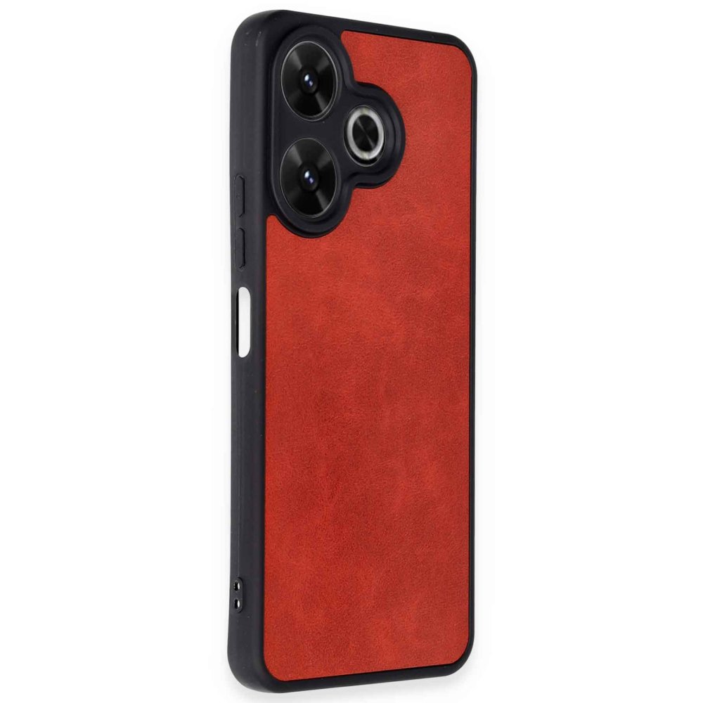 Redmi 13 4G Kılıf Aras Deri Kapak - Kırmızı Redmi 13 4G Kılıf Aras Deri Kapak - Kırmızı