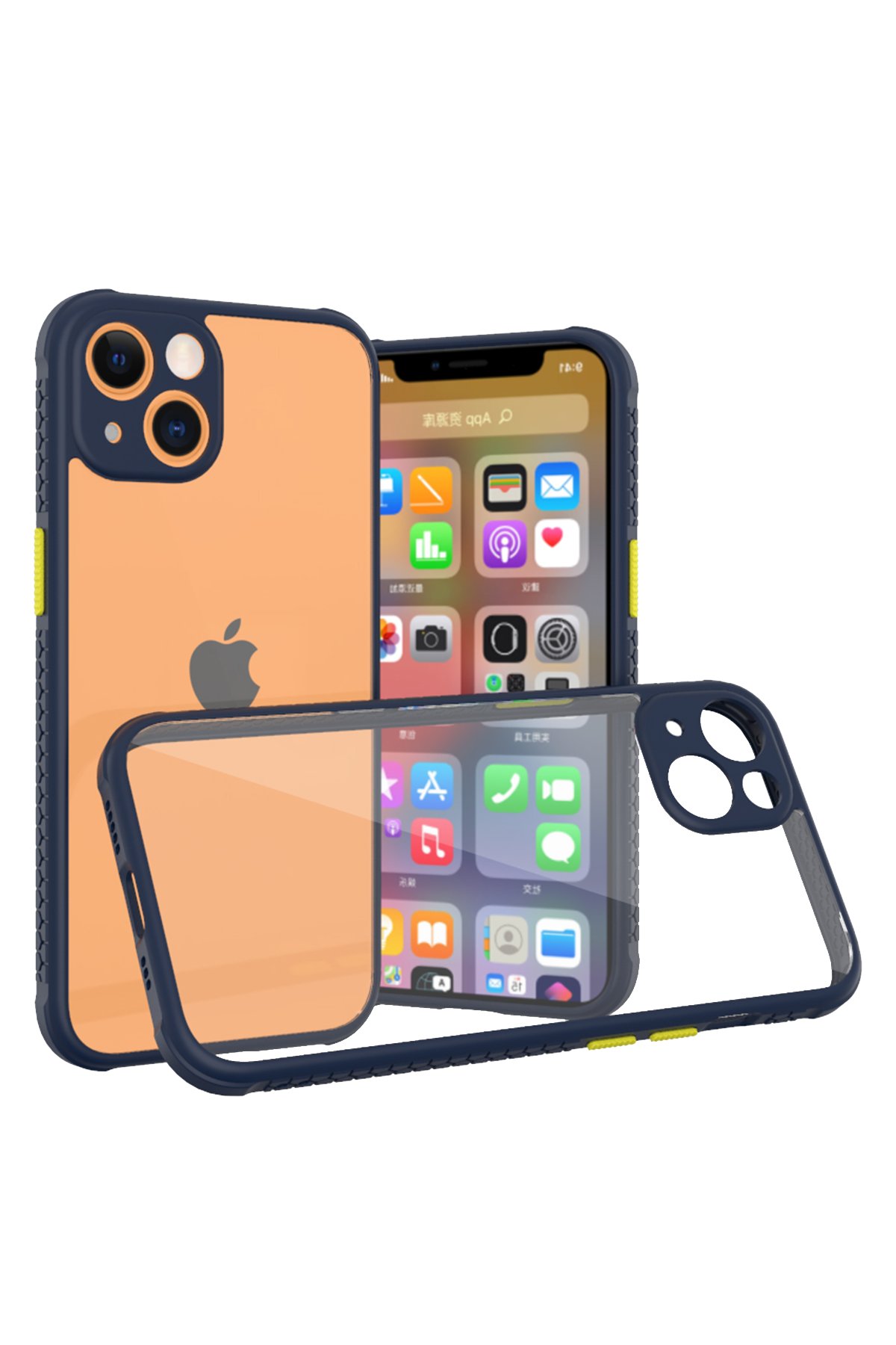  iPhone 13 Mini Kılıf Miami Şeffaf Silikon - Lacivert