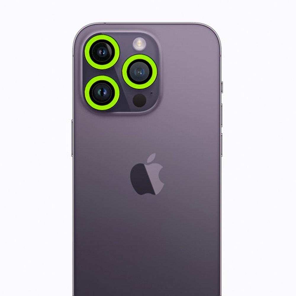  iPhone 12 Pro Max Neon Fosforlu Kamera Lens - Yeşil