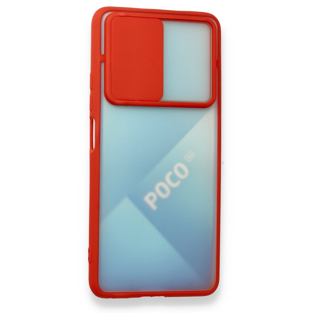 Redmi K40 Pro Kılıf Palm Buzlu Kamera Sürgülü Silikon - Kırmızı