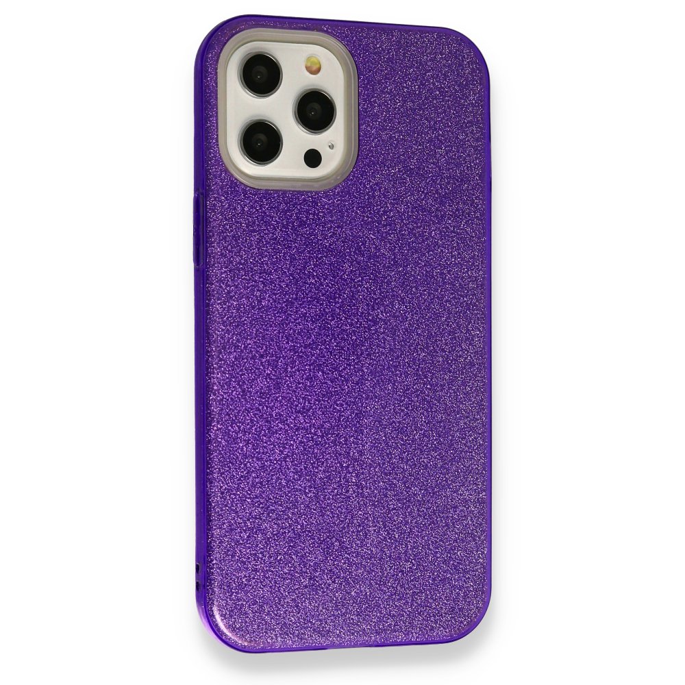  iPhone 12 Pro Max Kılıf Simli Katmanlı Silikon - Mor