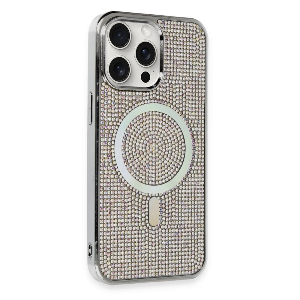  iPhone 15 Pro Kılıf Diamond Magsafe Kapak - Rainbow