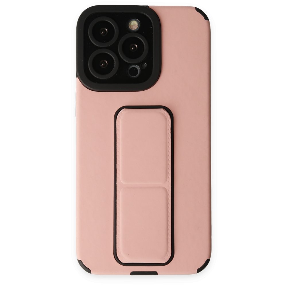  iPhone 13 Pro Kılıf Mega Standlı Silikon - Pudra