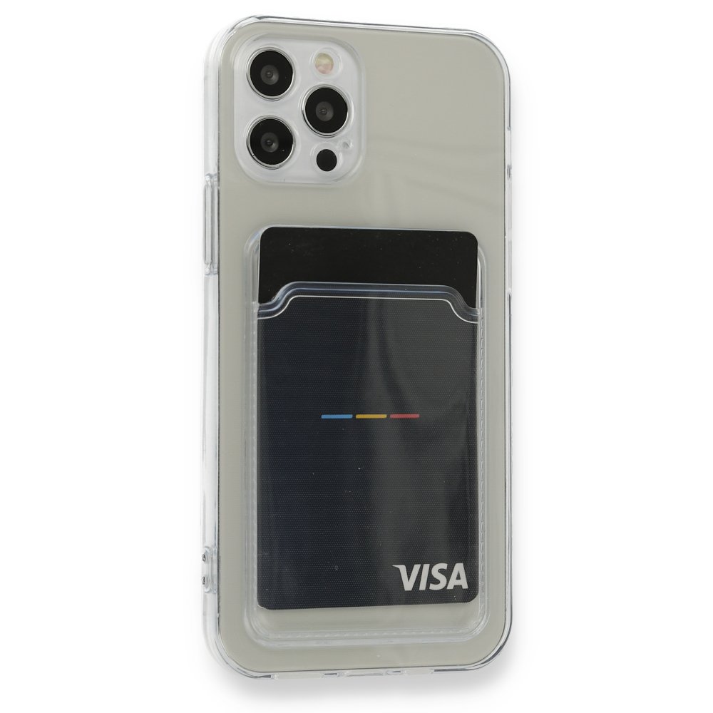  iPhone 12 Pro Kılıf Kart Şeffaf Silikon - Şeffaf