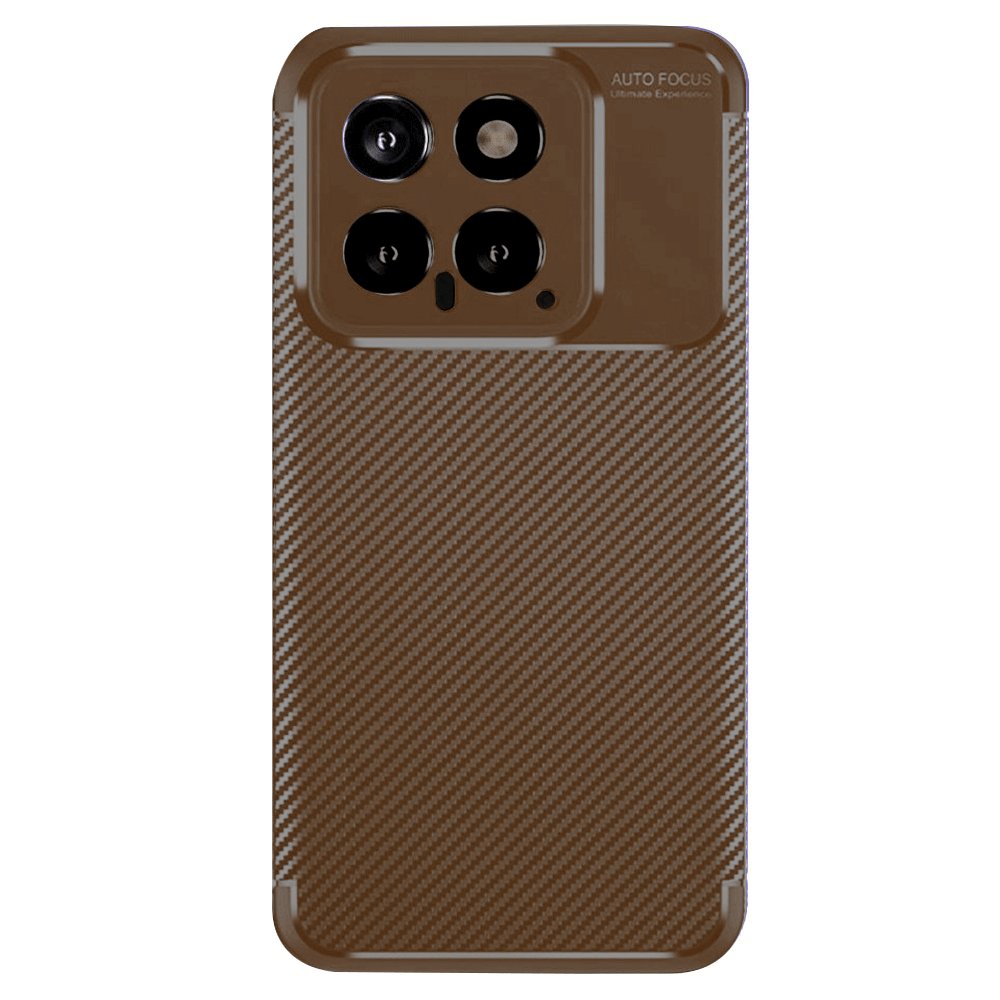  Xiaomi Mi 14T Kılıf Auto Focus Karbon Kapak - Kahverengi
