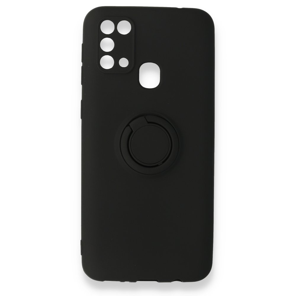  Samsung Galaxy M31 Kılıf Viktor Yüzüklü Silikon - Siyah
