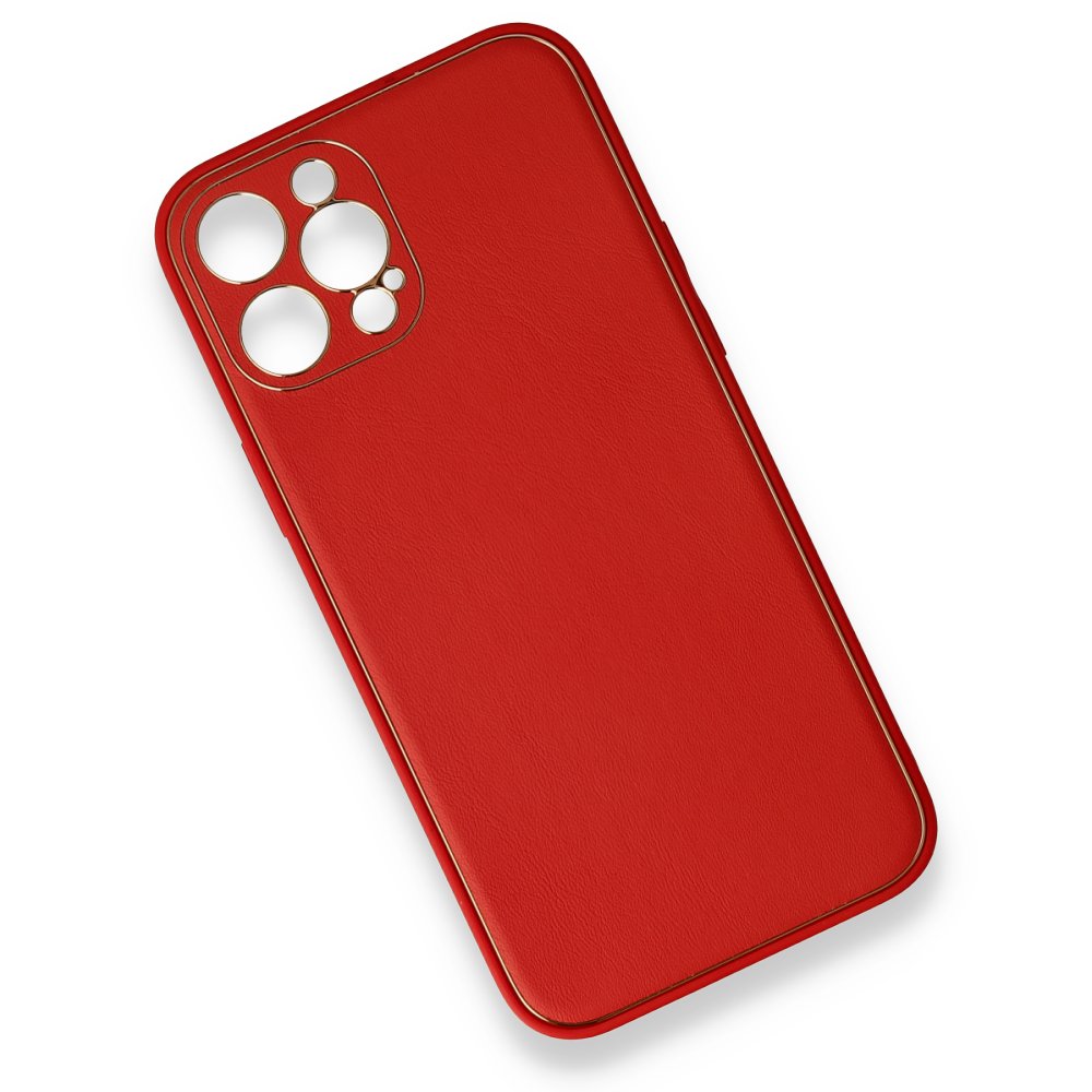  iPhone 12 Pro Max Kılıf Coco Deri Silikon Kapak - Kırmızı