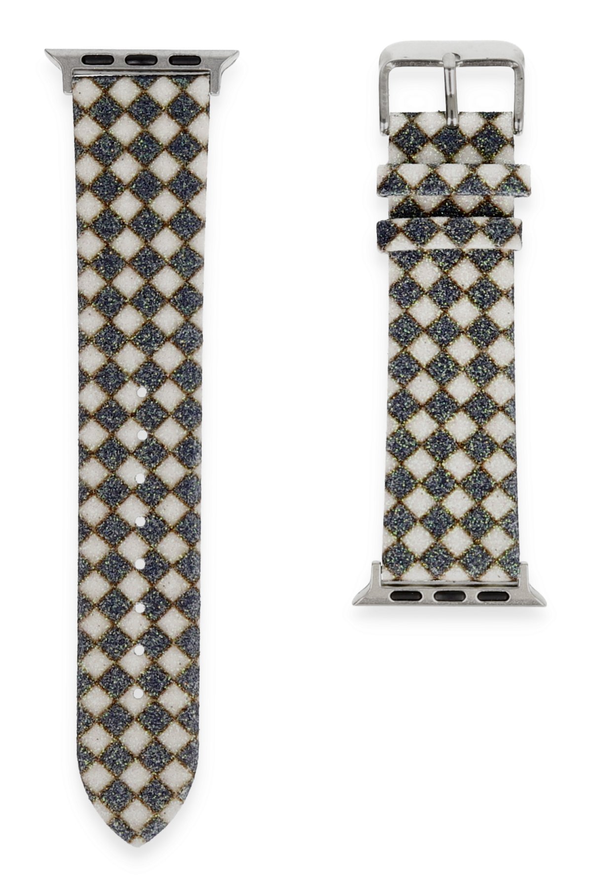  Apple Watch 40mm Karo Motif Kordon - Siyah