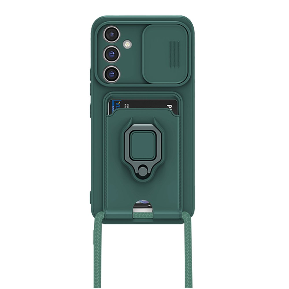  Samsung Galaxy A54 5G Kılıf Zuma Kartvizitli Yüzüklü Silikon - Yeşil