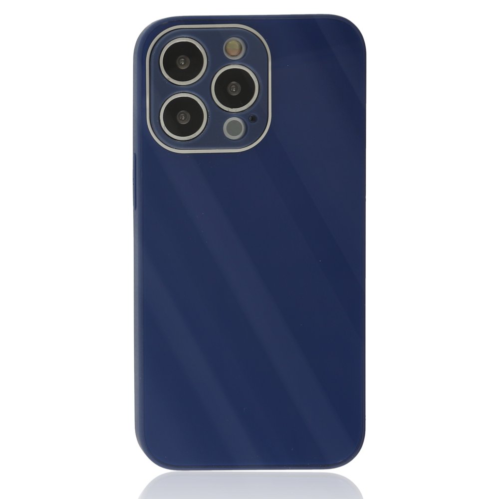 iPhone 14 Pro Kılıf Glass Kapak - Lacivert  iPhone 14 Pro Kılıf Glass Kapak - Lacivert
