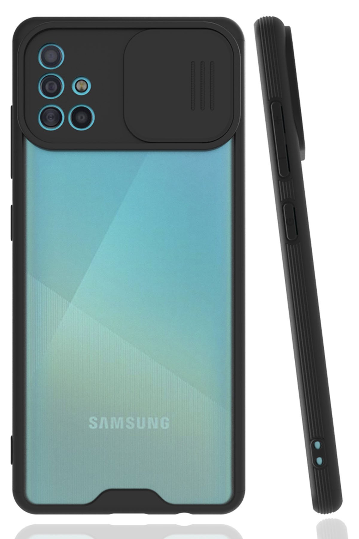  Samsung Galaxy A51 Kılıf Platin Kamera Koruma Silikon - Siyah