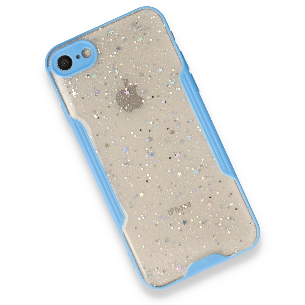 iPhone 8 Kılıf Platin Simli Silikon - Mavi  iPhone 8 Kılıf Platin Simli Silikon - Mavi