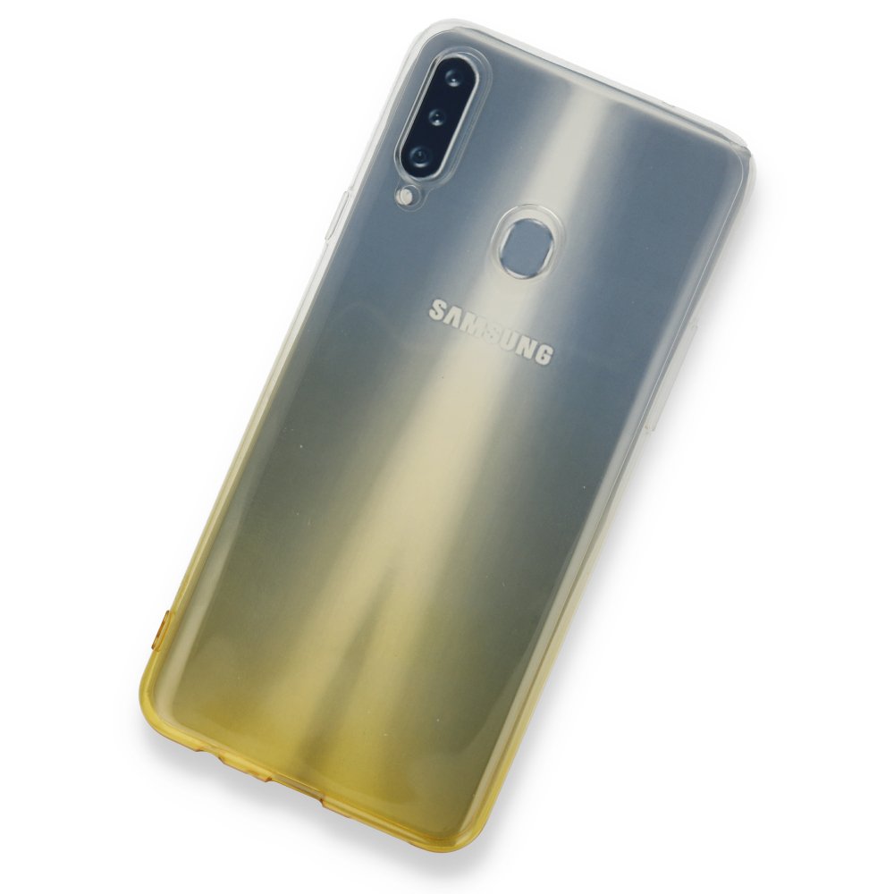  Samsung Galaxy A20S Kılıf Lüx Çift Renkli Silikon - Sarı