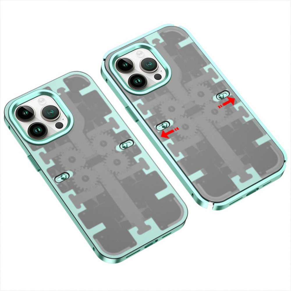  iPhone 14 Pro Kılıf Mekanik Bumper Kapak - Yeşil