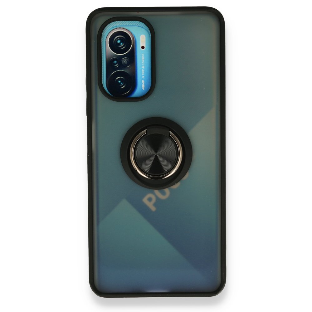  Xiaomi Poco F3 Kılıf Montreal Yüzüklü Silikon Kapak - Siyah