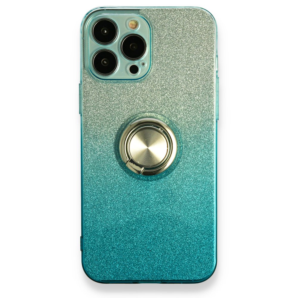  iPhone 13 Pro Kılıf Simli Yüzüklü Silikon - Mavi