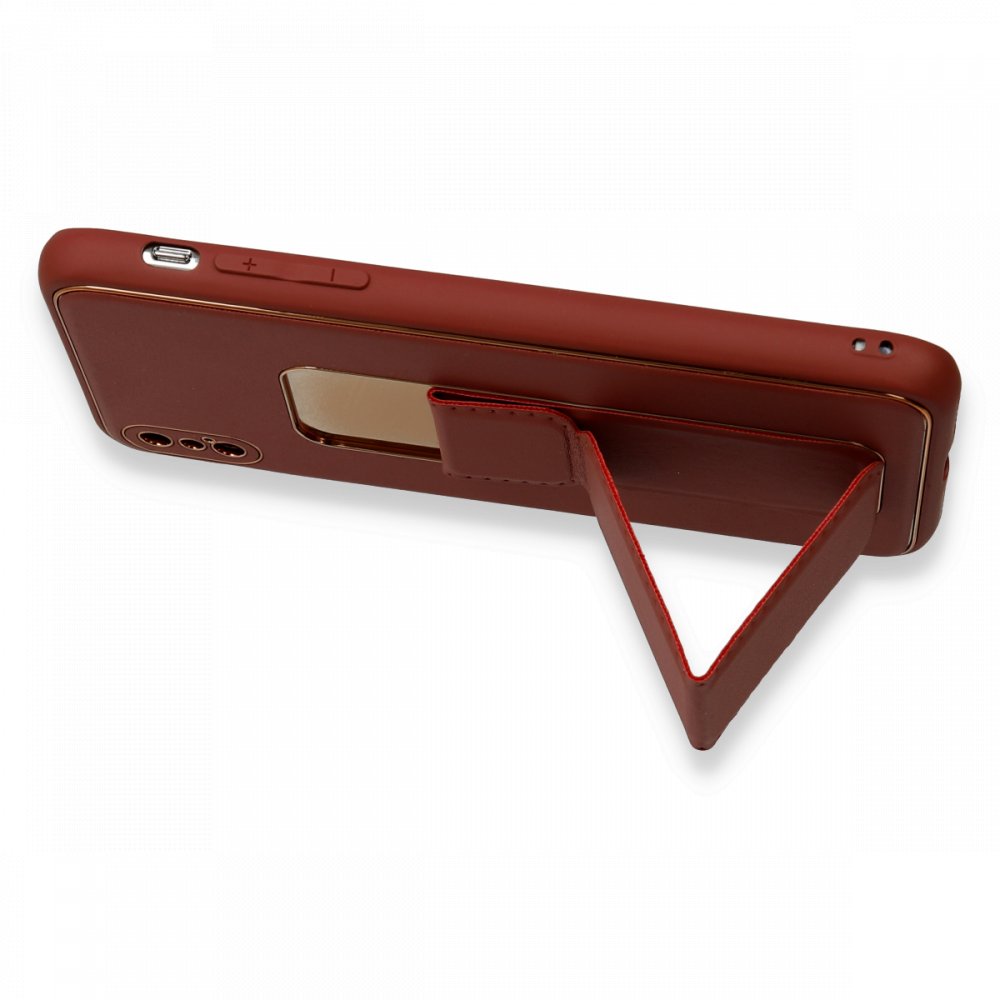 iPhone X Kılıf Coco Deri Standlı Kapak - Fuşya  iPhone X Kılıf Coco Deri Standlı Kapak - Fuşya