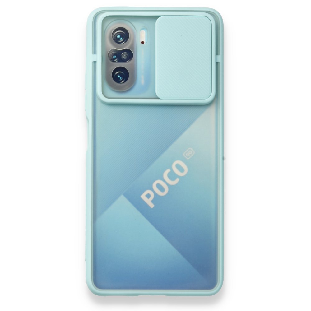 Redmi K40 Pro Kılıf Palm Buzlu Kamera Sürgülü Silikon - Turkuaz
