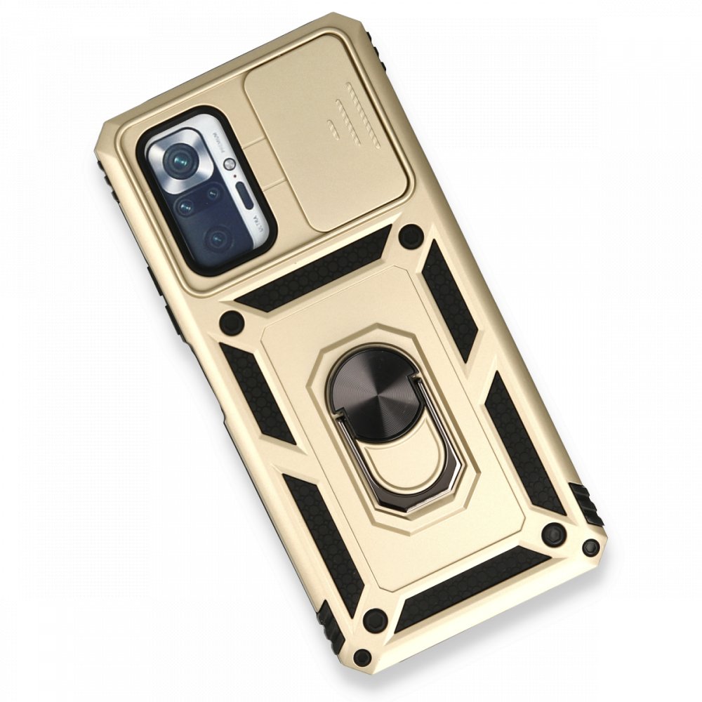Redmi Note 10 Pro Kılıf Pars Lens Yüzüklü Silikon - Gold