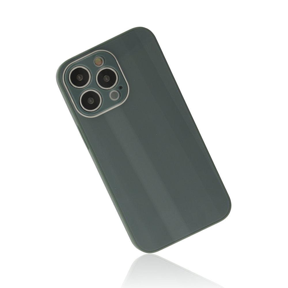 iPhone 14 Pro Max Kılıf Glass Kapak - Koyu Yeşil  iPhone 14 Pro Max Kılıf Glass Kapak - Koyu Yeşil