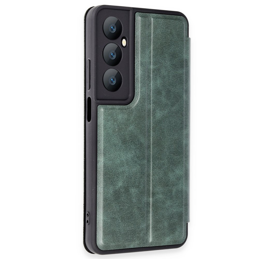  Realme C65 Kılıf Flip Cover - Koyu Yeşil