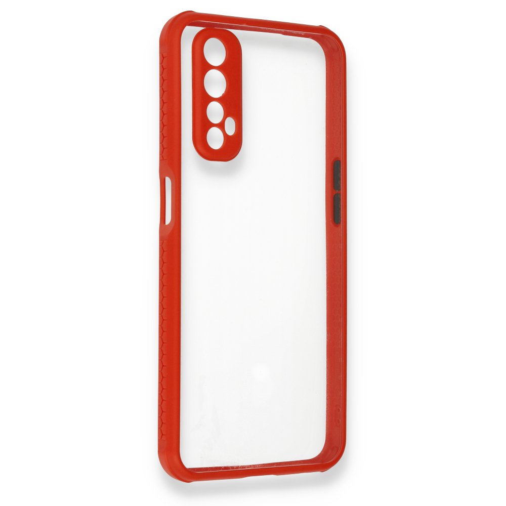 Realme 7 Kılıf Miami Şeffaf Silikon - Kırmızı Realme 7 Kılıf Miami Şeffaf Silikon - Kırmızı