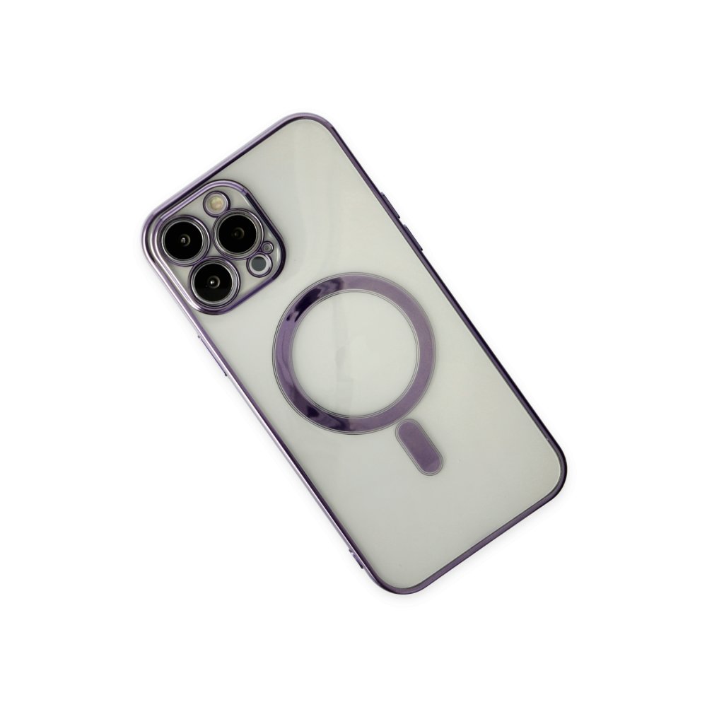 iPhone 14 Pro Max Kılıf Magneticsafe Lazer Silikon - Mor  iPhone 14 Pro Max Kılıf Magneticsafe Lazer Silikon - Mor