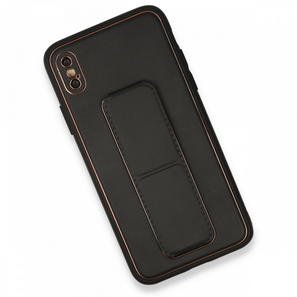  iPhone XS Max Kılıf Coco Deri Standlı Kapak - Siyah