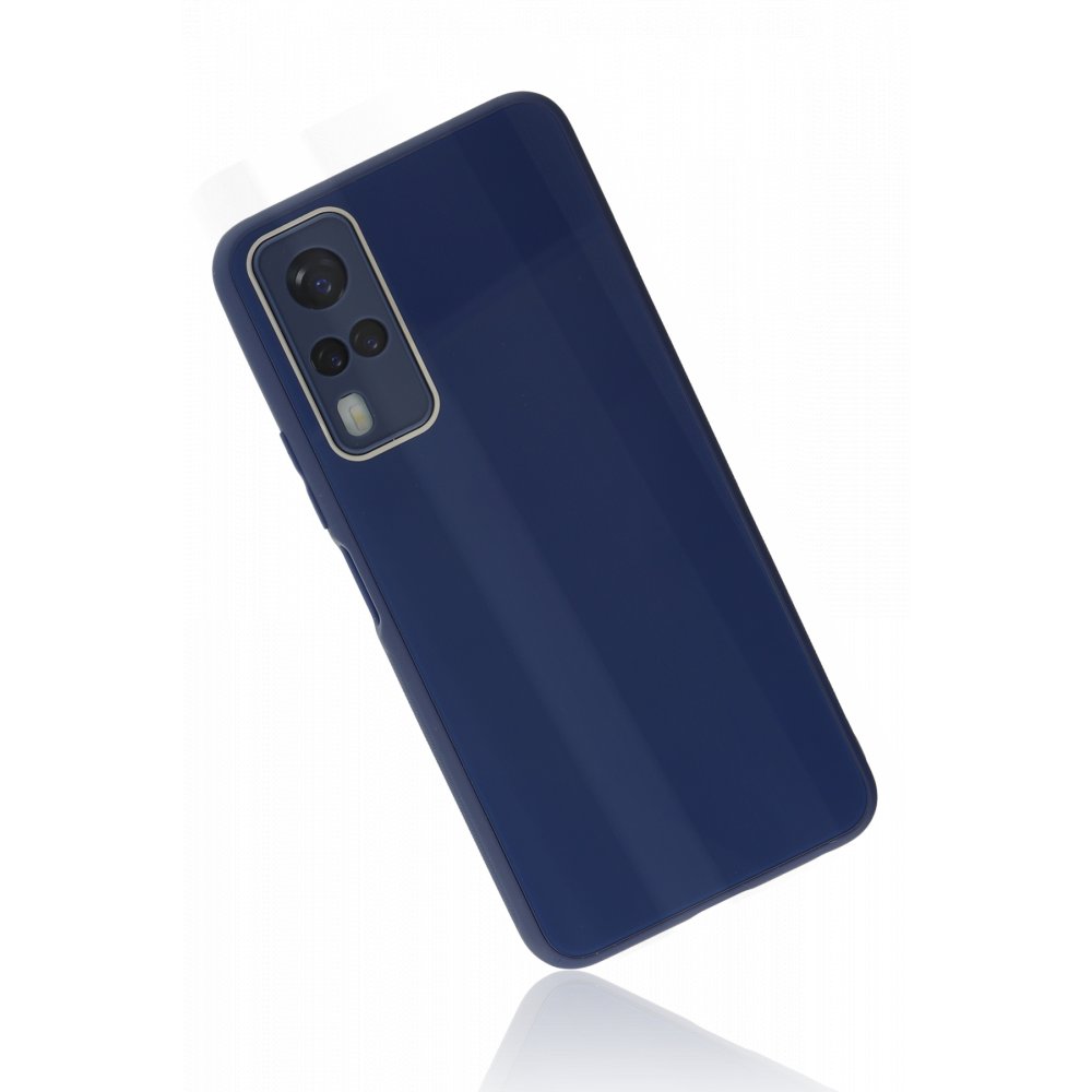  Vivo Y51 Kılıf Glass Kapak - Lacivert