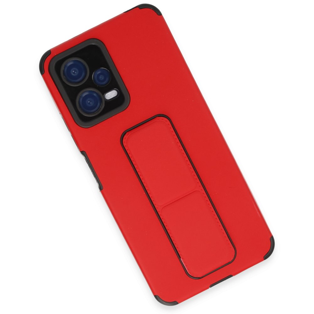  Xiaomi Poco X5 5G Kılıf Mega Standlı Silikon - Kırmızı