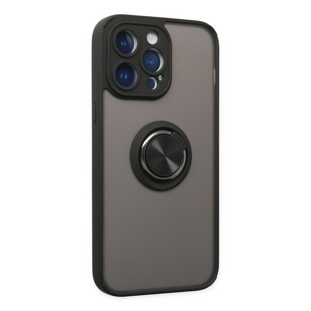 iPhone 14 Pro Max Kılıf Montreal Yüzüklü Silikon Kapak - Siyah  iPhone 14 Pro Max Kılıf Montreal Yüzüklü Silikon Kapak - Siyah