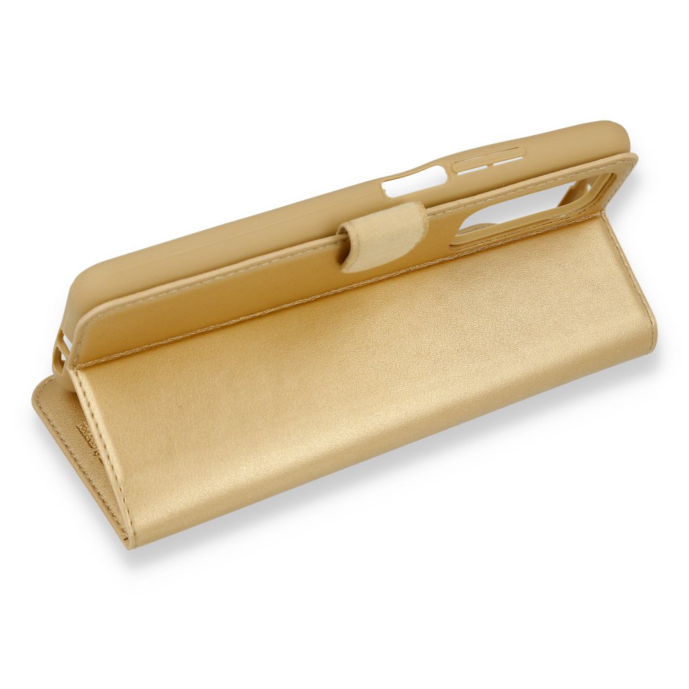  Xiaomi Mi 10T Kılıf Trend S Plus Kapaklı Kılıf - Gold