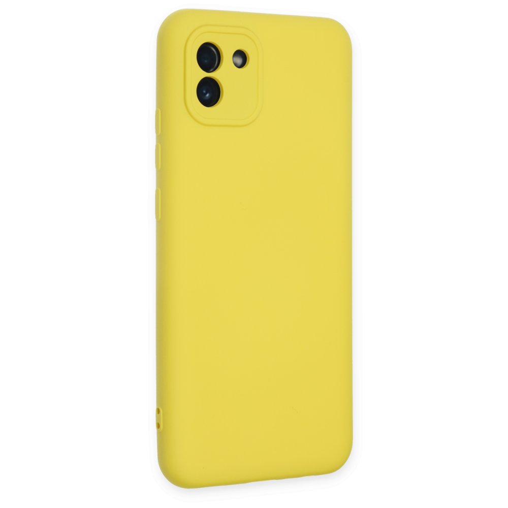  Samsung Galaxy A03 Kılıf Nano içi Kadife Silikon - Sarı