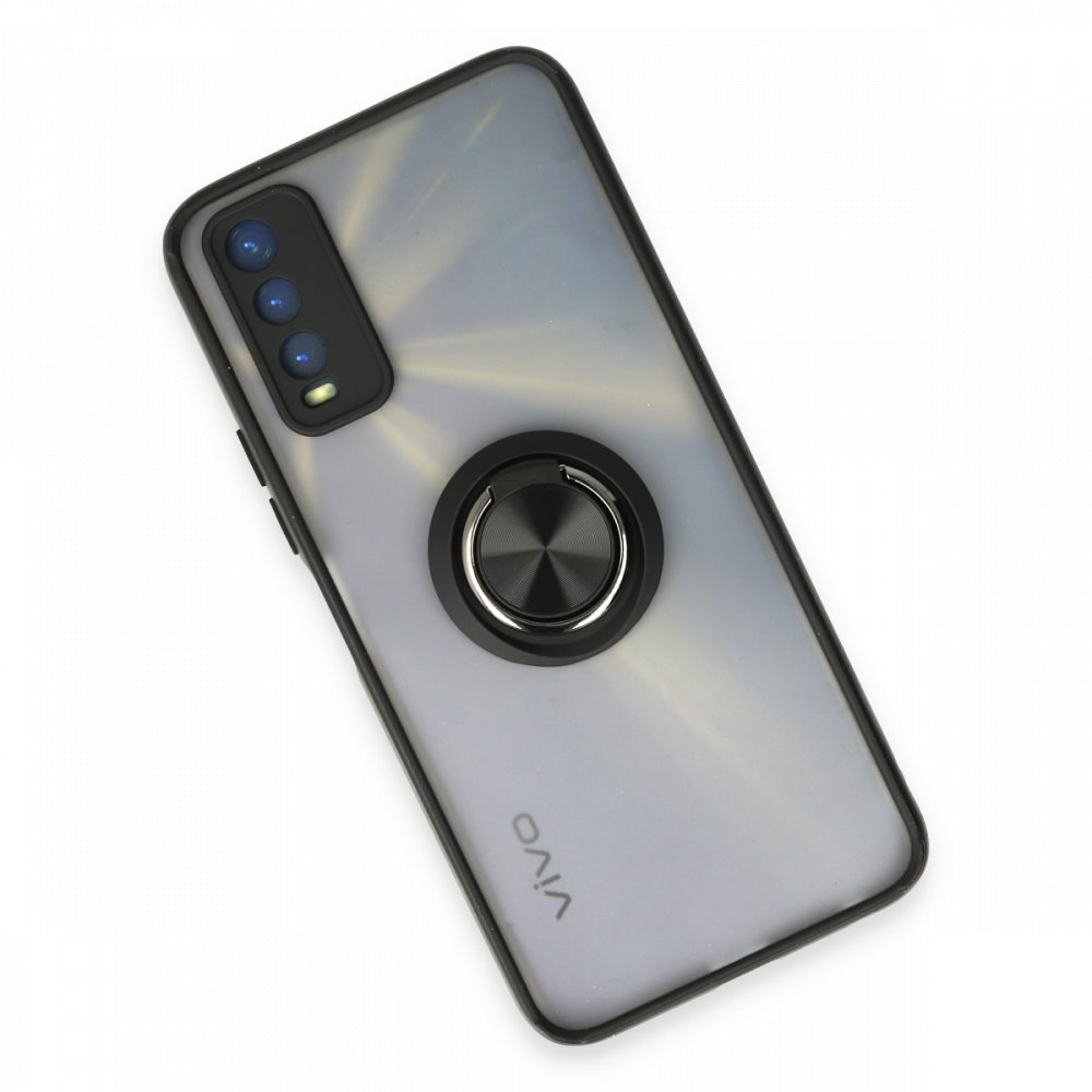  Vivo Y11S Kılıf Montreal Yüzüklü Silikon Kapak - Siyah