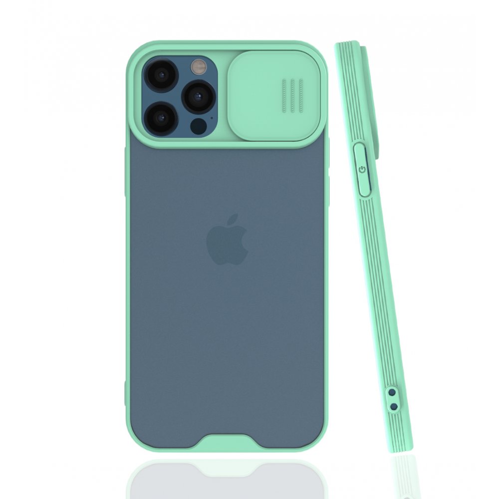  iPhone 12 Pro Kılıf Platin Kamera Koruma Silikon - Açık Yeşil