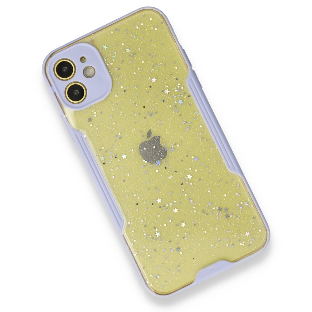 iPhone 12 Mini Kılıf Platin Simli Silikon - Lila  iPhone 12 Mini Kılıf Platin Simli Silikon - Lila