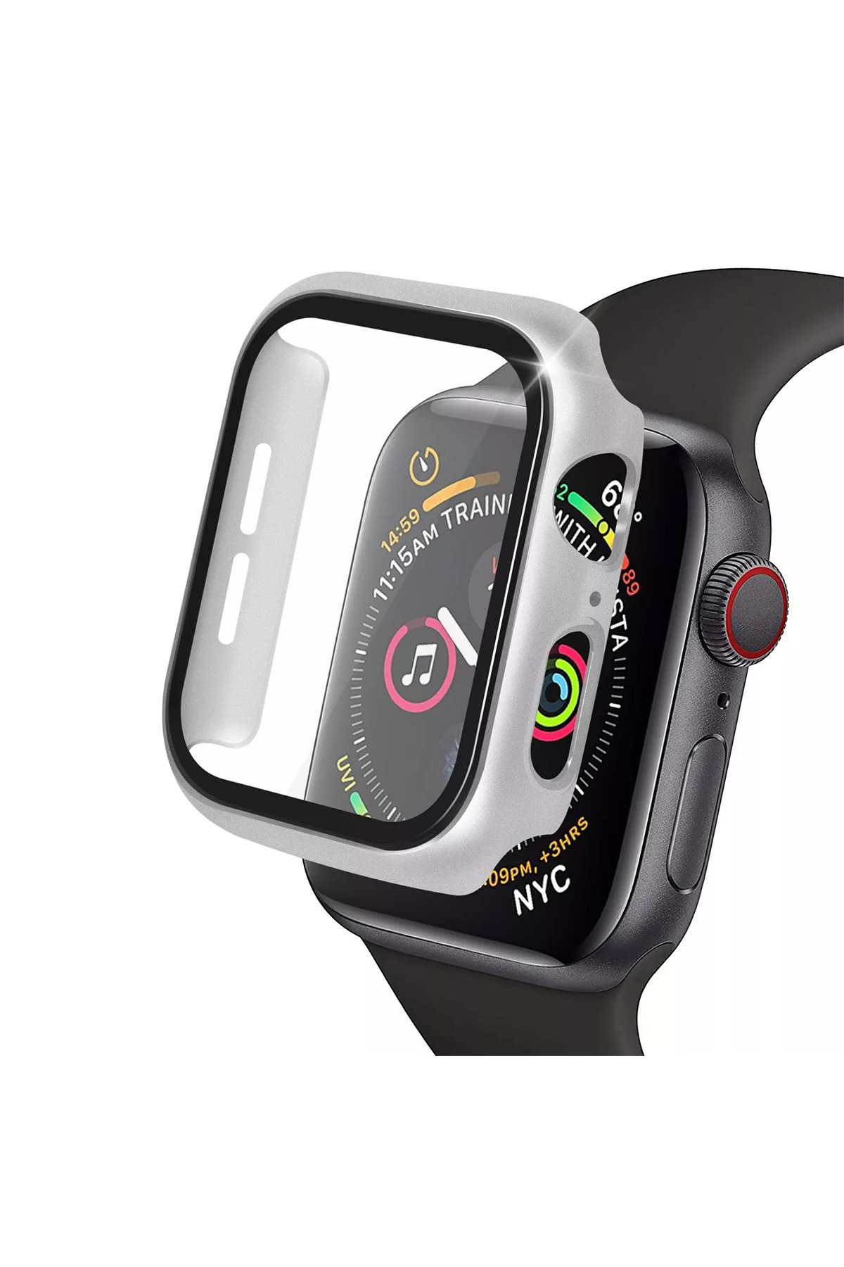  Apple Watch 40mm Camlı Kasa Ekran Koruyucu - Gümüş