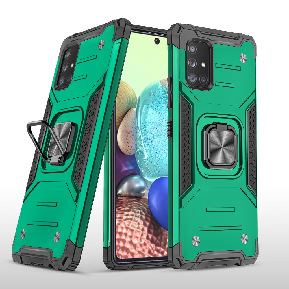  Samsung Galaxy A71 Kılıf Zegna Yüzüklü Silikon Kapak - Koyu Yeşil