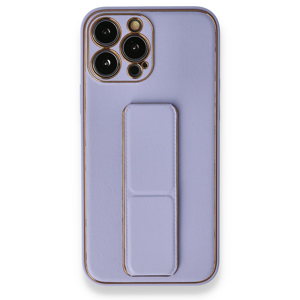 iPhone 13 Pro Kılıf Coco Deri Standlı Kapak - Lila  iPhone 13 Pro Kılıf Coco Deri Standlı Kapak - Lila