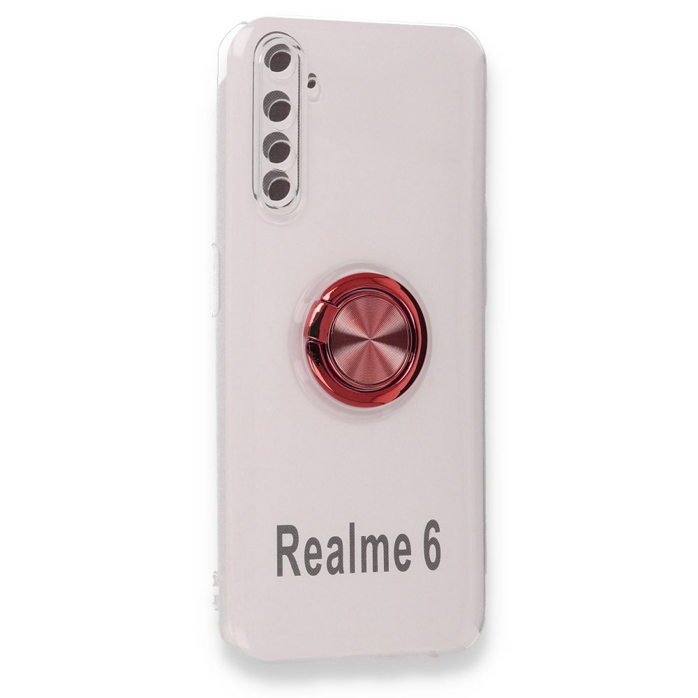  Realme 6 Kılıf Gros Yüzüklü Silikon - Kırmızı