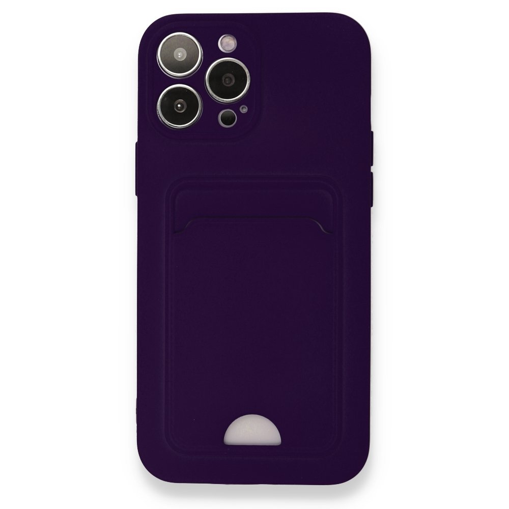 iPhone 13 Pro Kılıf Kelvin Kartvizitli Silikon - Derin Mor