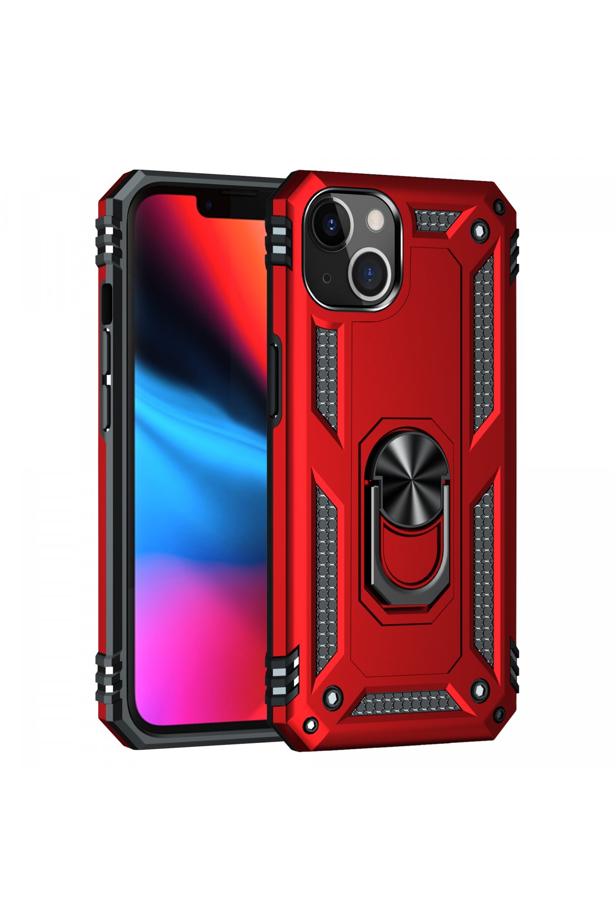 iPhone 14 Plus Kılıf Sofya Yüzüklü Silikon Kapak - Kırmızı iPhone 14 Plus Kılıf Sofya Yüzüklü Silikon Kapak - Kırmızı