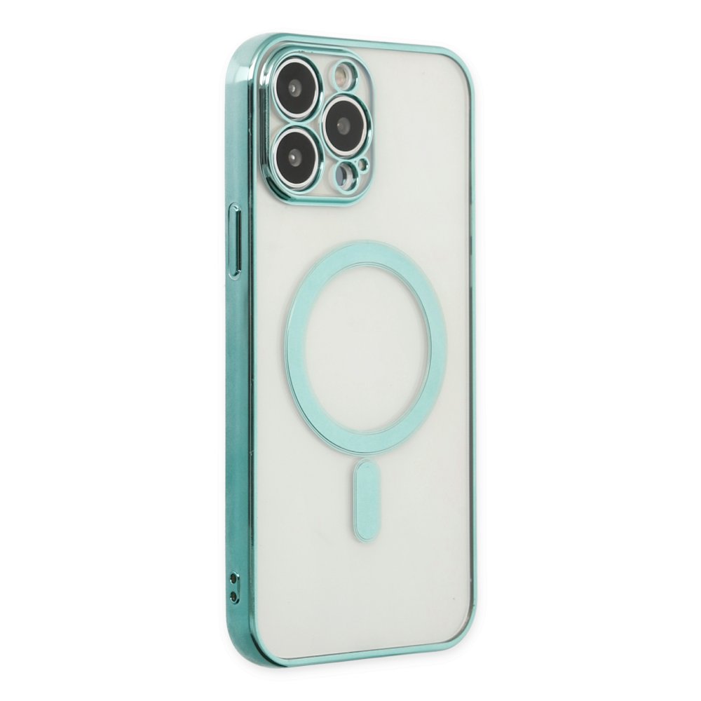  iPhone 14 Pro Max Kılıf Magneticsafe Lazer Silikon - Haki Yeşil