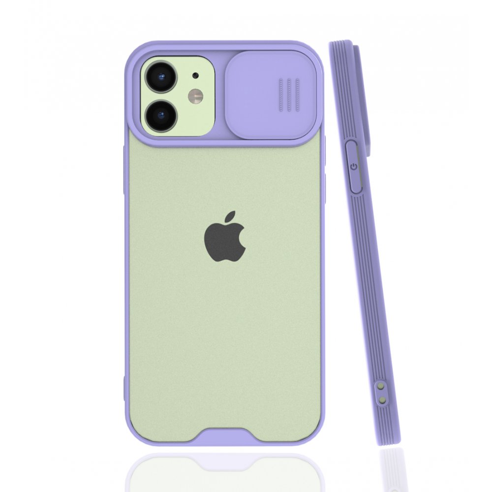  iPhone 12 Kılıf Platin Kamera Koruma Silikon - Lila