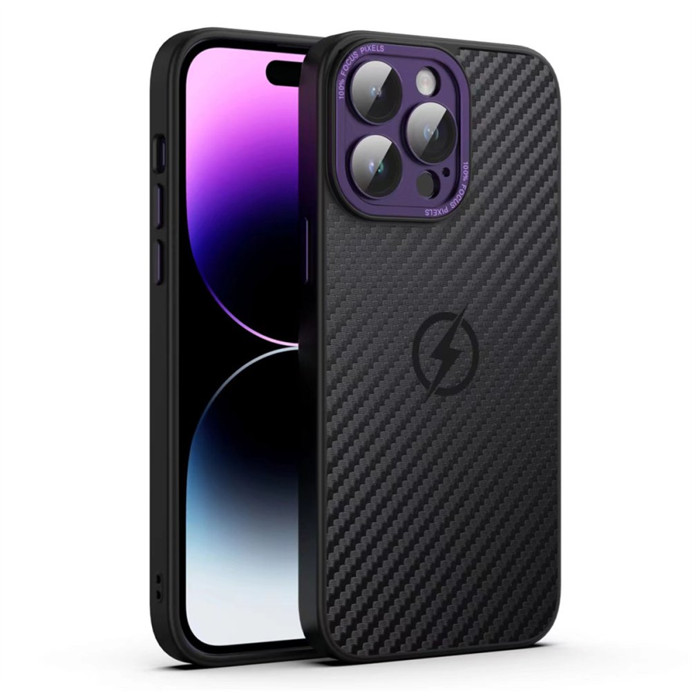 iPhone 14 Pro Kılıf Harbon Magneticsafe Karbon Kapak - Derin Mor  iPhone 14 Pro Kılıf Harbon Magneticsafe Karbon Kapak - Derin Mor