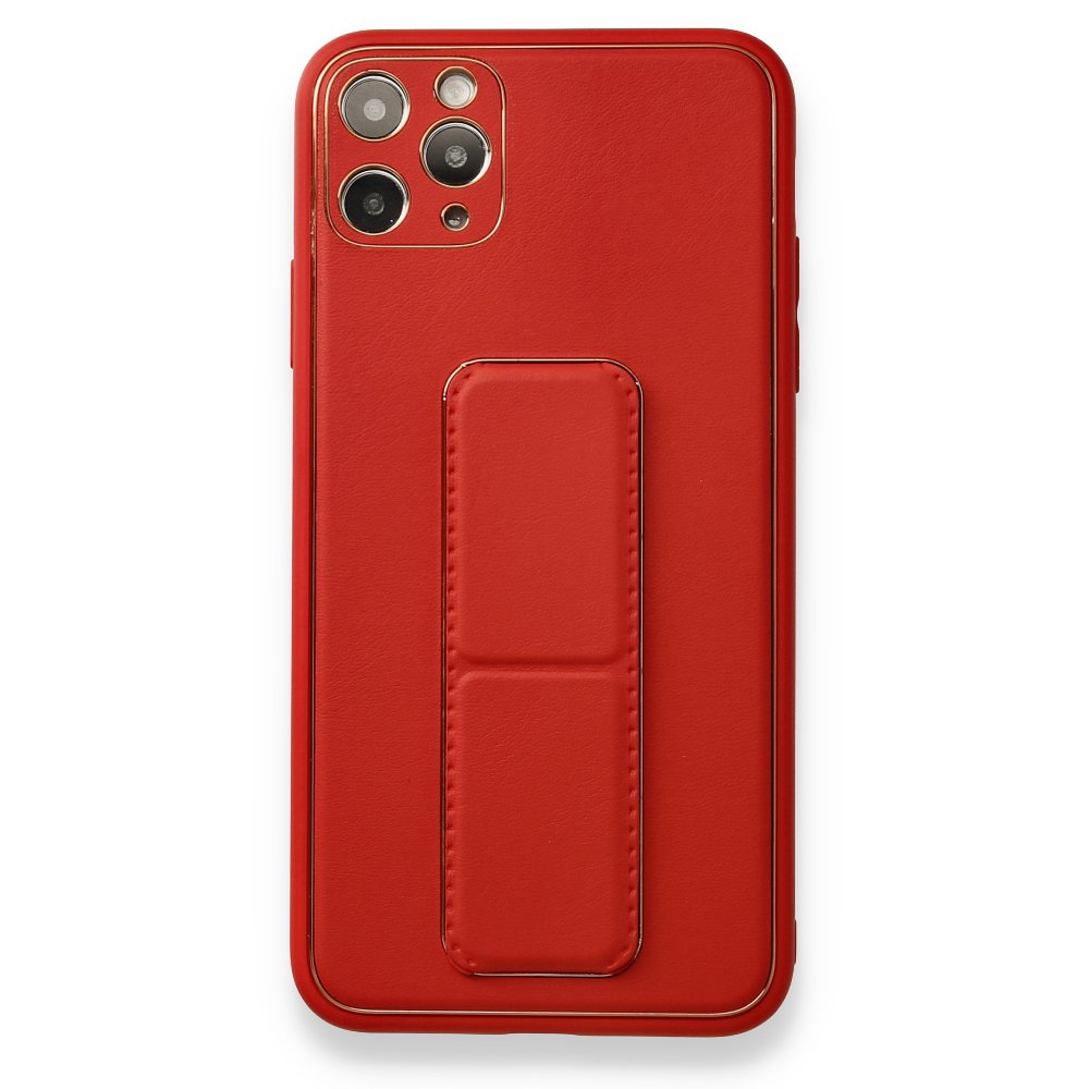 iPhone 11 Pro Max Kılıf Coco Deri Standlı Kapak - Kırmızı iPhone 11 Pro Max Kılıf Coco Deri Standlı Kapak - Kırmızı